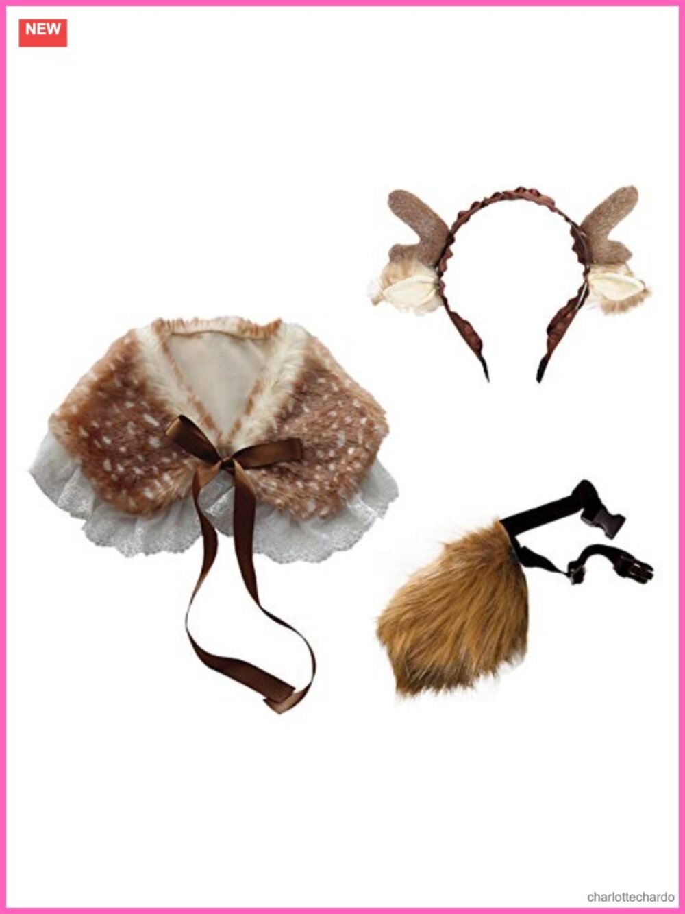 Reindeer Antler Headband Plush Shawl Tail Set Gothic Lolita Cosplay Costume